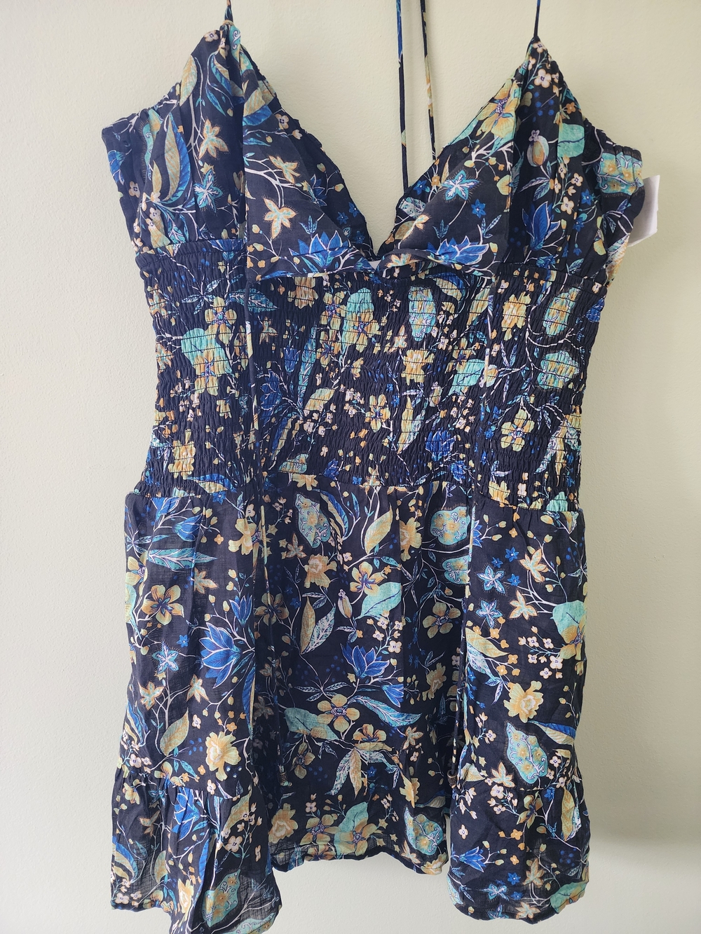 New With Tags Anthropologie Navy Floral Smocked Sundress